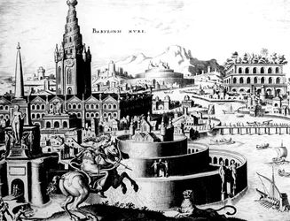 The Walls of Babylon, Plate 7 from The Eight Wonders of the World (engraved by Philips Galle)