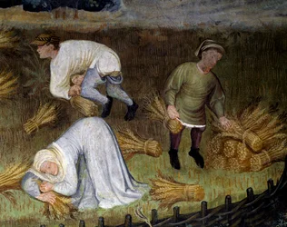 Wheat harvesting, detail from Month of August Cycle of Months