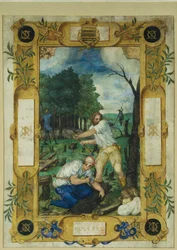 Calendar page for November, felling of the trees, from a book of hours, c.1550-60