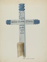 Hand Made & Painted Wooden Cross - Headstone
