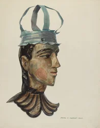 Head of Carved Figure with Tin Crown