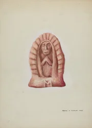 Small Statue of Guadalupe Cut in Stone