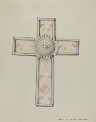 Tin & Wall Paper Cross, c. 1937