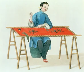 A Woman Embroidering, Plate 41 from 