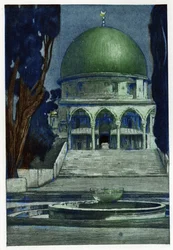 Al-Aqsa Mosque (Al-Aqsa) in Jerusalem. Engraving by Manuel Orazzi (1860-1934), in 