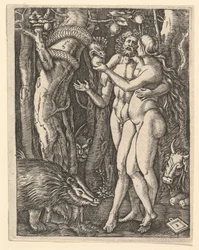 Adam and Eve with Apple and Serpent