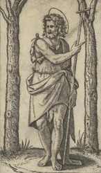 John the Baptist holding a staff, from the series 