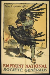 Image of a French Soldier Strangling a Large Bird