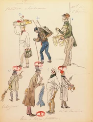 France, Paris, Costume Sketch for Extras in Opera La Bohème by Giacomo Puccini (1858-1924), Performance at Paris Opera Comique, June 13