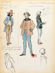 Costume sketch for musician Schaunard in opera La boheme by Giacomo Puccini, performance at Paris Opera Comique, June 13