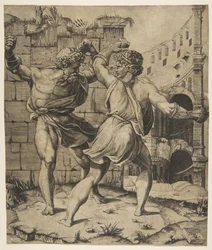 Entellus and Dares Fighting in Front of Classical Ruins