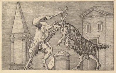 Speculum Romanae Magnificentiae: A Satyr and a Ram Clashing, 16th century