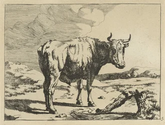 Bull Standing by a Tree Stump (Cows and Sheep series)