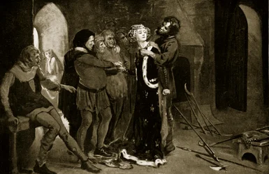 The Fair Maid of Kent kissed by insurgents, illustration from 