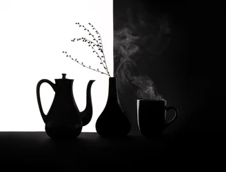 Black and White Coffee Still Life