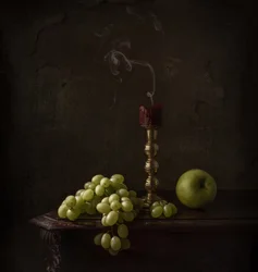 Moody Grapes and Candle