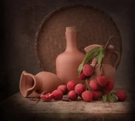 Rustic Lychee Still Life