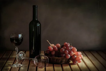 Rustic Wine and Grapes