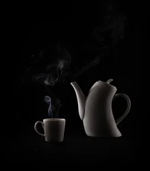 Steaming Teapot and Cup