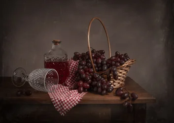 Vintage Grapes and Wine