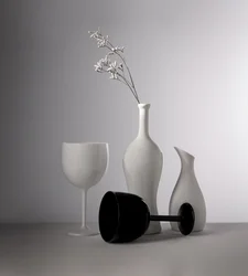 White Vases Black Glass