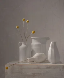 White Vases Yellow Flowers