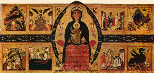 The Virgin and Child Enthroned, with Narrative Scenes