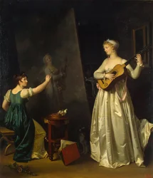 Artist Painting a Portrait of a Musician