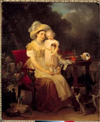 Woman Sitting Holding a Girl on Her Knees