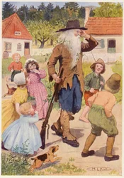 Illustration for the story of Rip Van Winkle