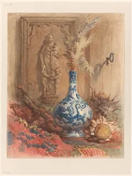 Still Life with Chinese Vase and Dried Sunflowers