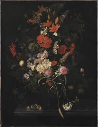 Bouquet of Flowers in a Glass Vase