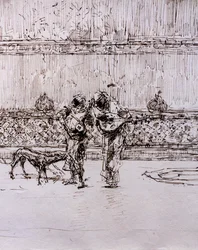 Arab musicians before a Moorish king, circa 1870-71