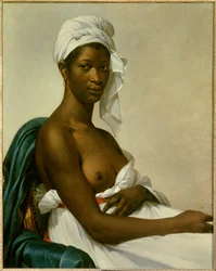 Portrait of a Black woman with a partially bare breast, 1800, dimensions: 0.81 x 0.65 m