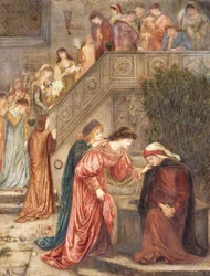 Certain ladies of her companionship gathered themselves with Beatrice when she kept alone in her weeping, and as they passed in and out, I would hear them speak concerning her.