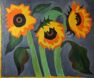 Three Rustic Sunflowers