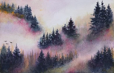 Colorful Misty Forest