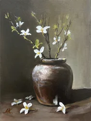Rustic Vase White Flowers
