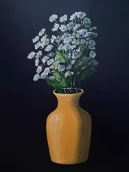 White Flowers Golden Vase