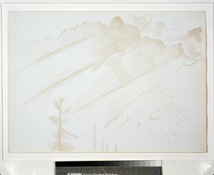 Mountain Landscape with Clouds and Trees