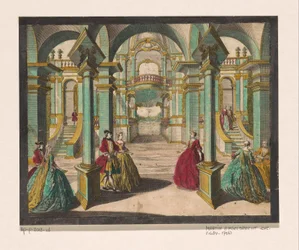 View of the Interior of a Palace, with Several Richly Dressed Ladies and Gentlemen