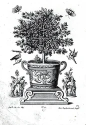 Ornamental Tree in an Urn on a Small Stage