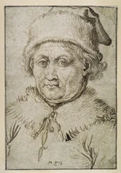Bust Portrait of an Old Man with Fur Collar and Fur Cap