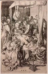 The Death of the Virgin (engraving by Martin Schongauer)