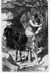 Lucius turns into a donkey by accident. Metamorphoses (The Golden Ass or Asinus aureus), novel written by Apuleius (Lucius Apuleius) (around 125-around 180) in the 2nd century. Etching by Martin van Maele