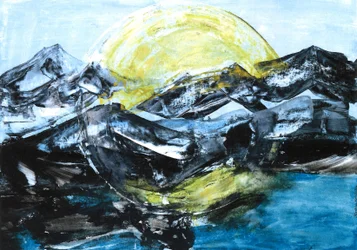 Mountain Lake in Moonlight