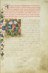 Historiated initial C depicting The Prophet Daniel in a Landscape