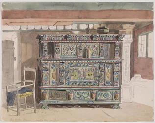 Painted cupboard, dated 1727, in a room from Læsø