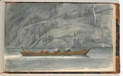 Fjord Landscape with Rowboat. Krøderen, Norway