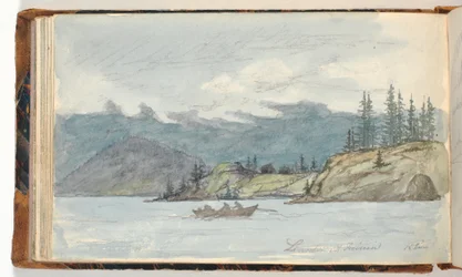 Lake Landscape with a Rowing Boat. The Fiord Krøderen, Norway